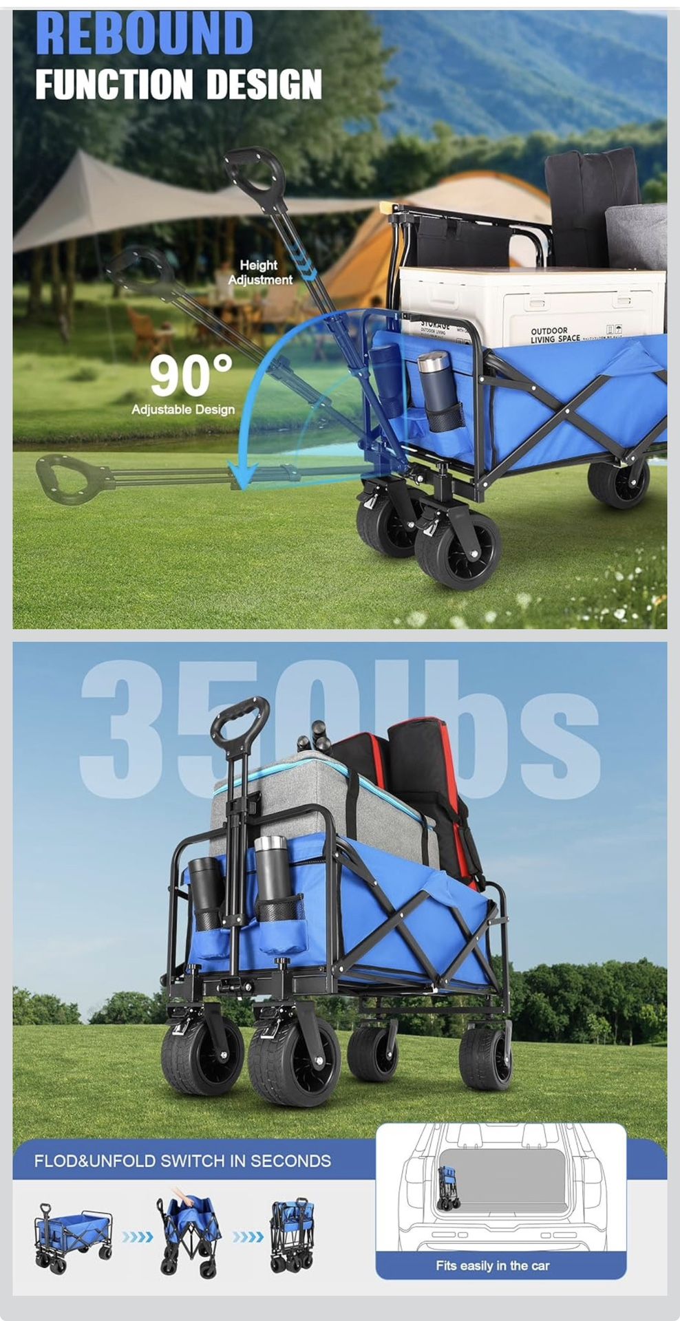 Folding Wagon Cart  Big Wheels   Pick Up In Rancho cordova