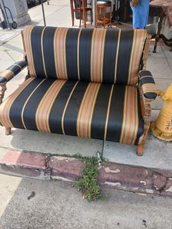 vintage carved wood settee