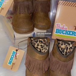 Bells Bella Boutique 🤎 Annabelle Fringe Baby Buckers Boots -Inside Leopard 🤎