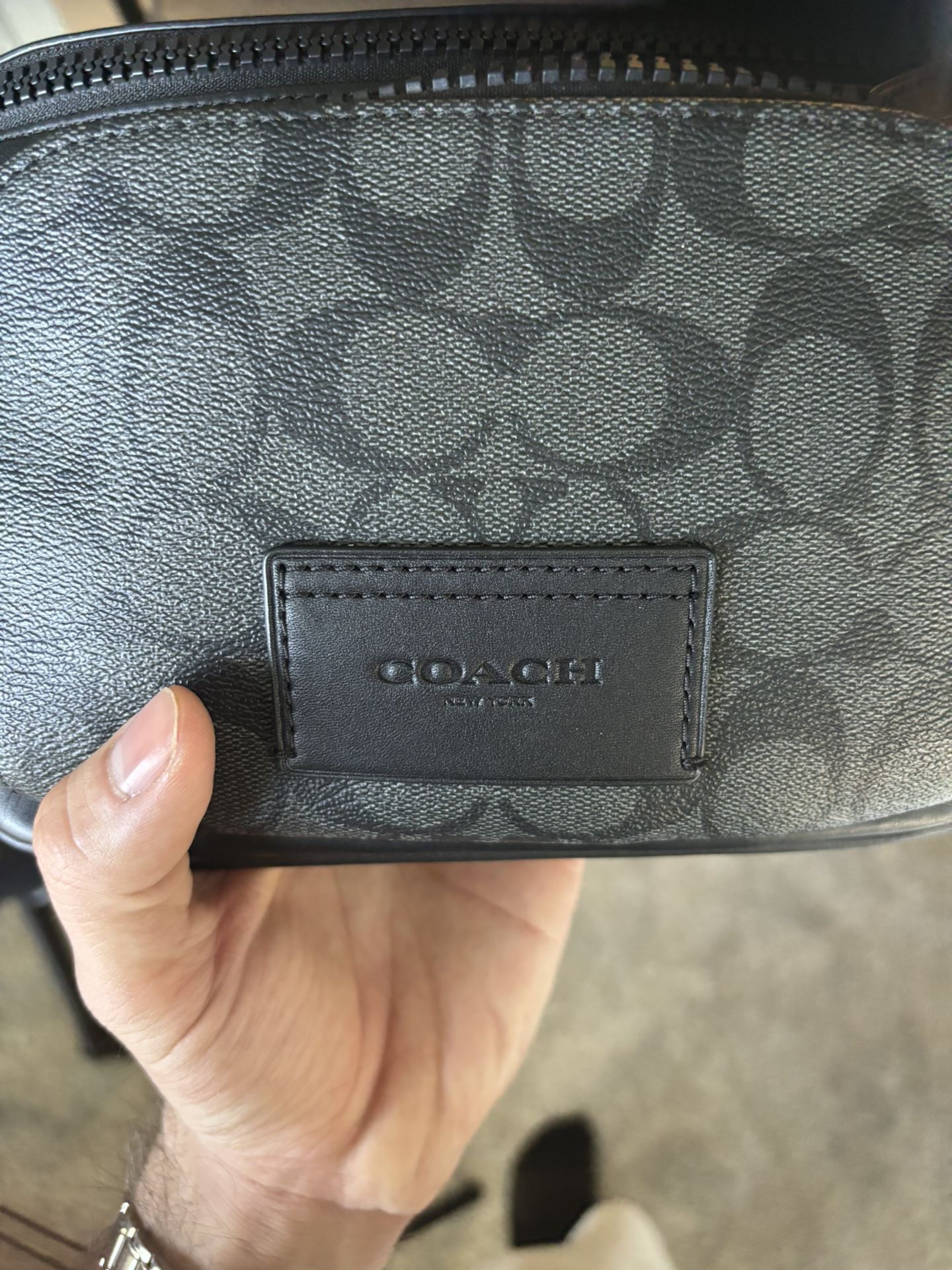 Black Coach League Belt Bag In Signature Canvas
