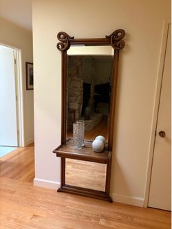vintage, walnut hall shelf and mirror