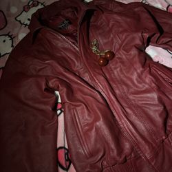 Women’s burgundy leather jacket 
