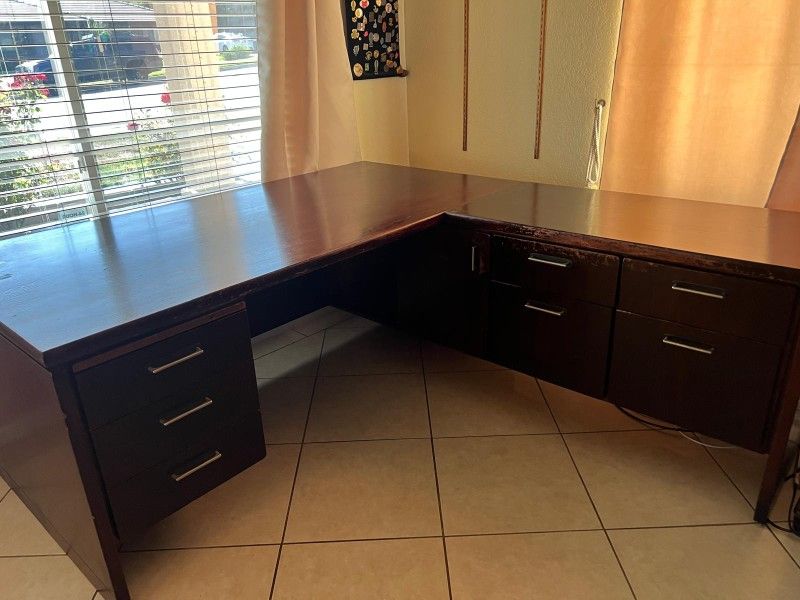 L shape solid cherry wood Desk