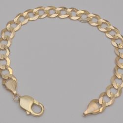 10k Yellow Gold Solid Curb Link Bracelet 9.7mm 18.5g 8.75" Men’s Lobster Clasp
