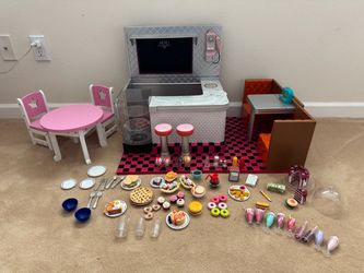Our Generation 18” Doll Retro Diner Set w/ Extra Table/Chairs Working Lights & Music