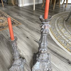  Pair of Ornate Vintage-Style Candle Holders – Decorative Home Accent
