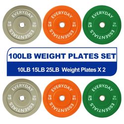BalanceFrom Bumper Plate Weight with Steel Hub, 100 lb Set Color