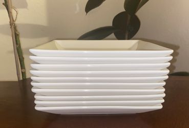 NEW - 10–white square porcelain plate  —7.08 In