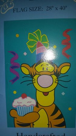 New Disney Tigger with cupcake birthday party flag