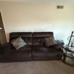 Must Sell- Brown Double Reclining Sofa / Loveseat – Comfortable & Clean