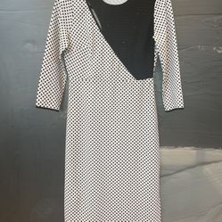 i heart ronson Black And White Women’s Sz Small Basket Weave Rayon Stretch Dress