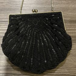 Walborg Vintage Black Beaded Purse Clutch