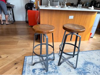 West Elm Adjustable Industrial Backless Stools (2)