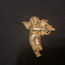 Vintage Goldtone Solid Angel Brooch