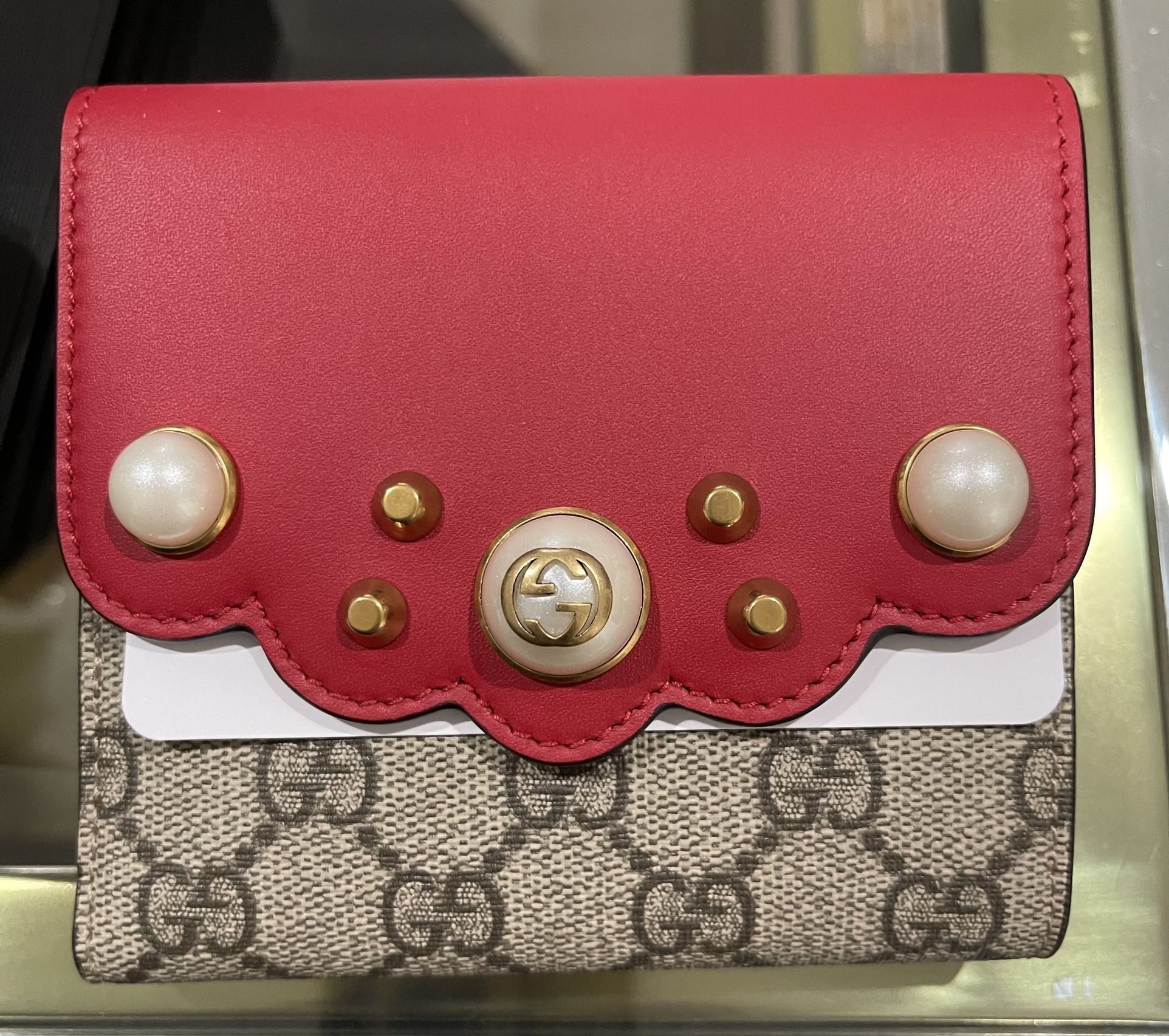 Gucci GG Supreme Monogram Pearl French Wallet