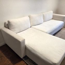 Large Ivory Sectional Couch With Chaise