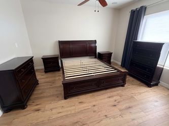 Brown wood porter king bedroom set