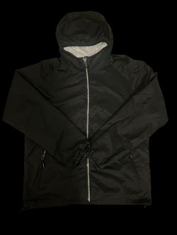 Black Zip-Up Hooded Windbreaker Jacket