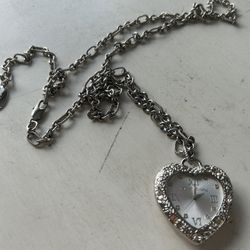 Betsy Johnson Heart Watch Necklace 