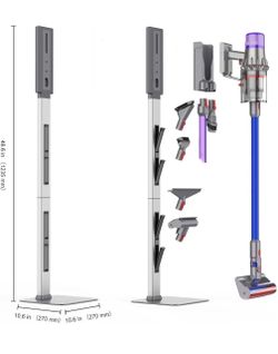 Vacuum Stand & Accessory Organizer for Dyson – Foldable Storage Hooks, Heavy-Duty Carbon Steel Base, No-Drill Installation, Space-Saving Rack