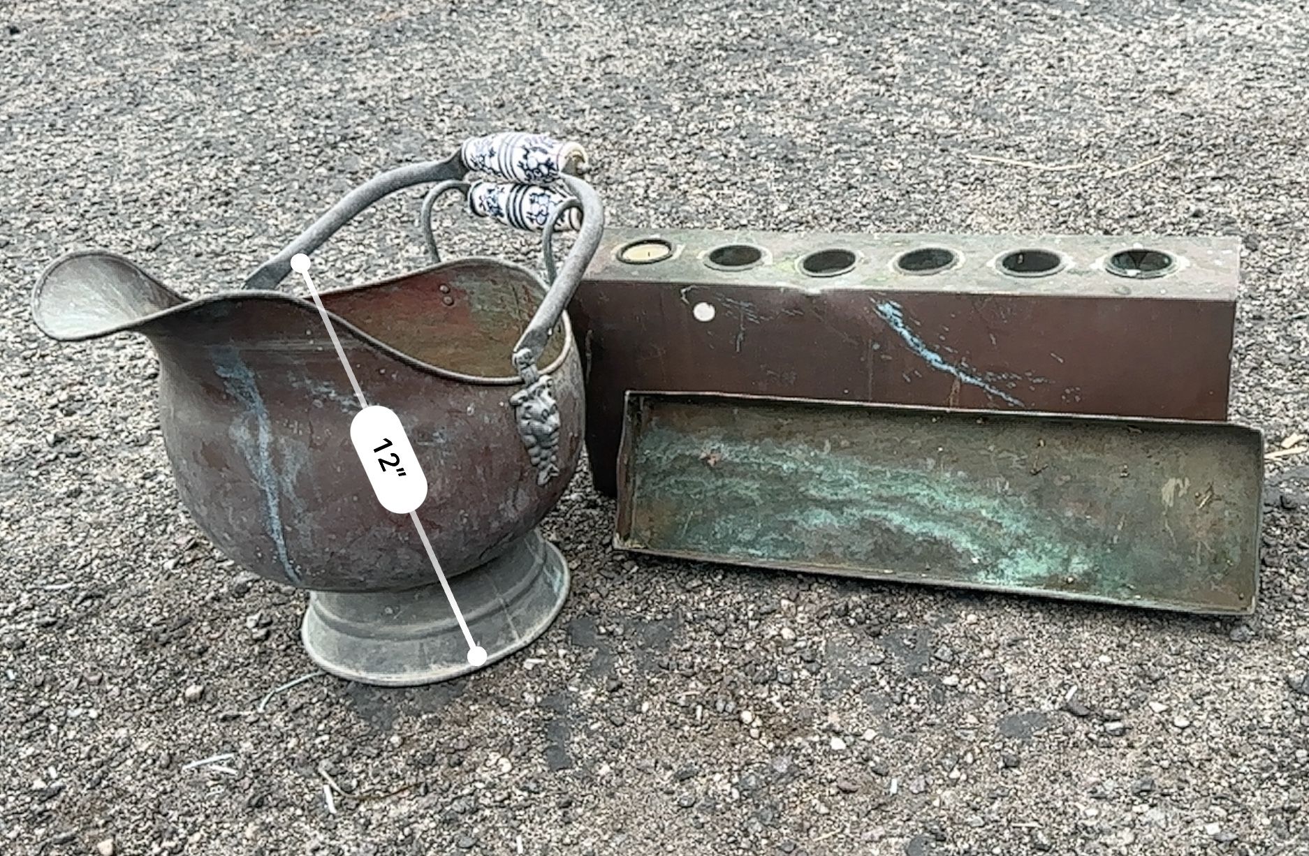 Copper Pot For Coal/wood, Tea Light Holder, And Copper Tray For Plants/etc. Set Of 3