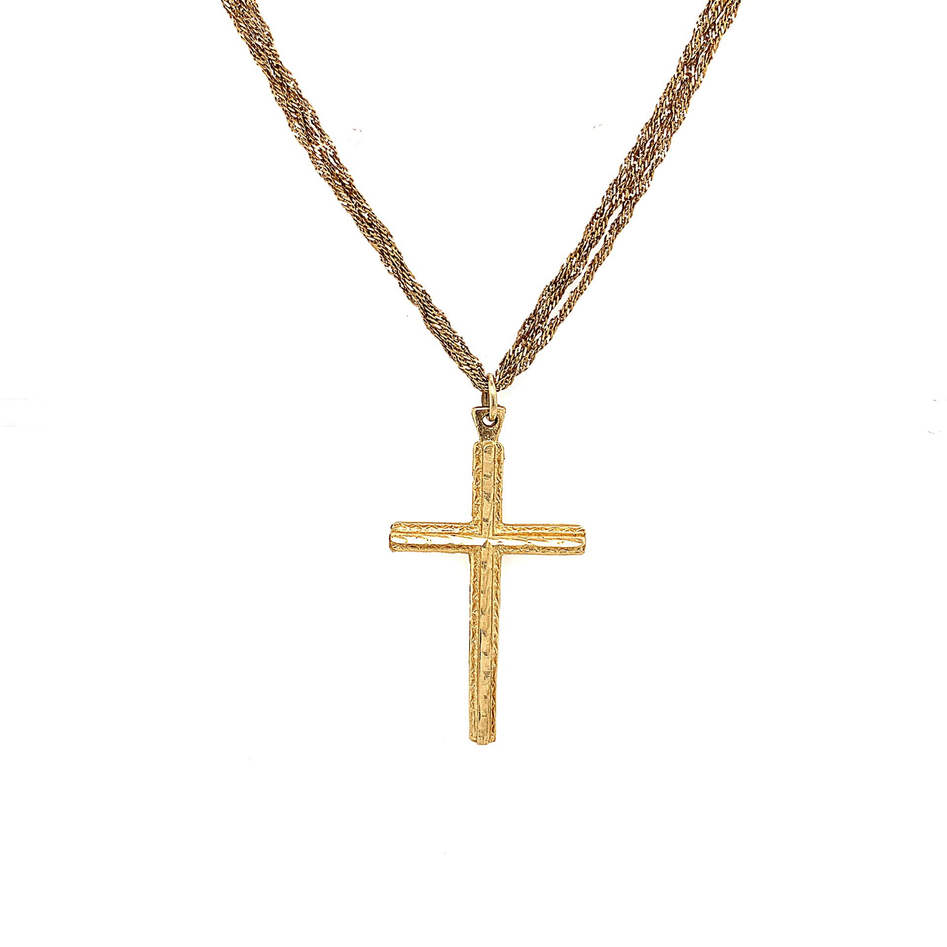 14k Multiple Strand Cross Necklace