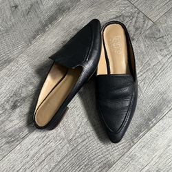 WOMENS BLACK LEATHER FRANCO SARTO SLIP ON SHOES SIZE 6.5