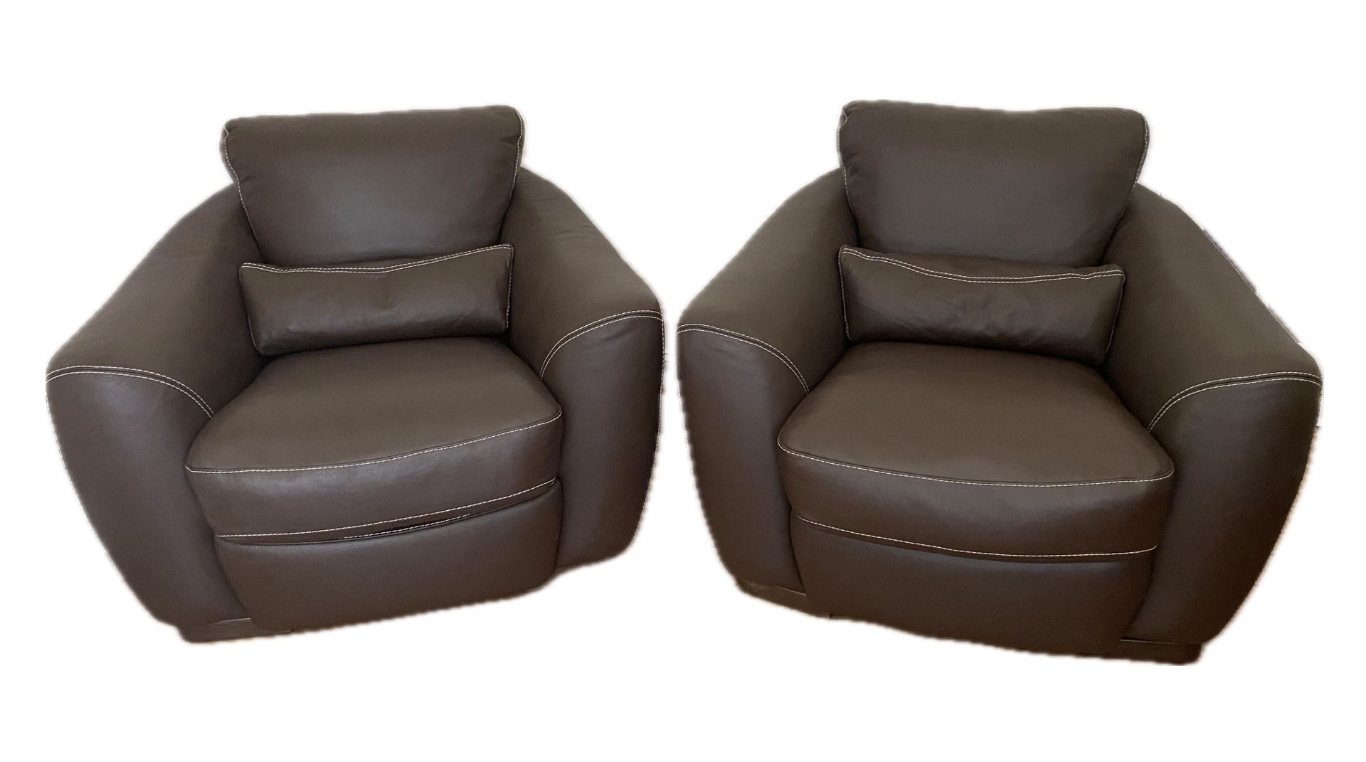 Natale Italian Leather Club Armchairs, Set of 2