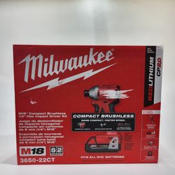 New Milwaukee 3650-22CT M18 18V 1/4" Hex Impact Driver