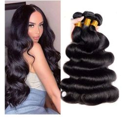 Human Virgin Hair Extension Body Wave Bundle Unprocessed Raw Hair Natural Color 100 grams per bundle 22"+24"