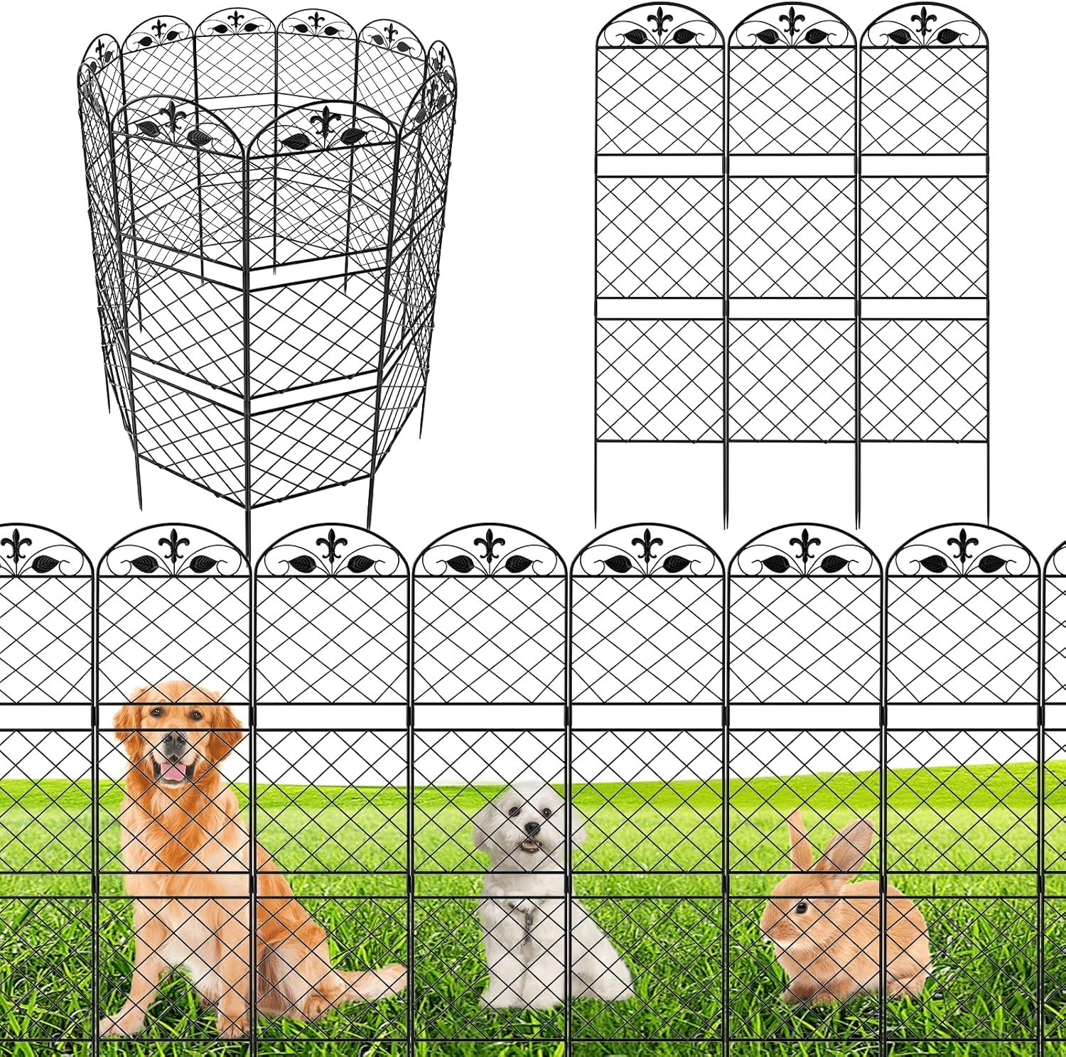 ZXMOTO Decorative Garden Fence 10 Pack 50 Inch (H) X 10 Ft(L),Metal No Dig Fence Animal Barrier for Dog Rabbits,Panel Border Fence Edging for Outdoor