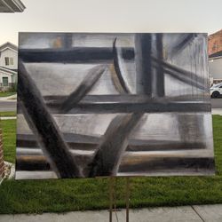 Giant Abstract Art Canvas Frame With Easel