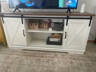 Farmhouse TV Stand with Sliding Barn Doors