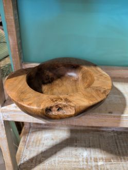 Hand-Carved Natural Wood Bowl