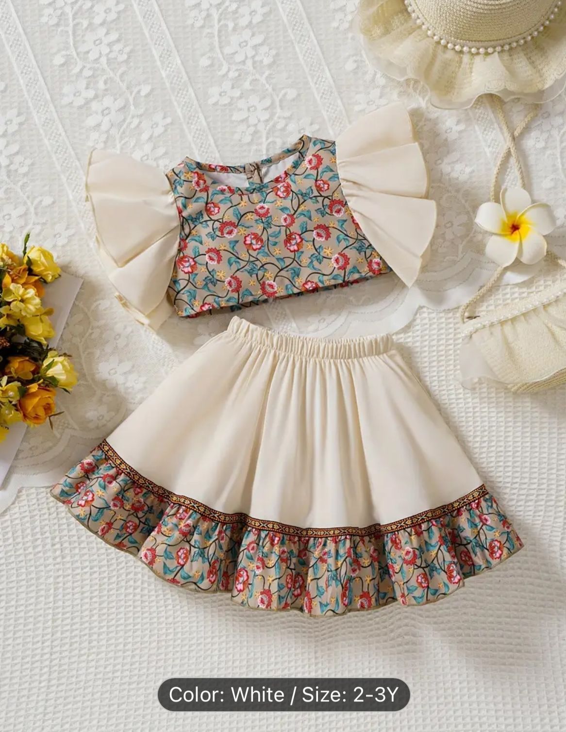 Brand New Chic Geometric Pattern Girls' Dress Set.