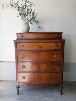 Antique Walnut Tallboy Dresser with Dovetail Drawers