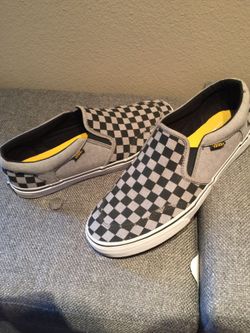 New men's checkered vans slip on