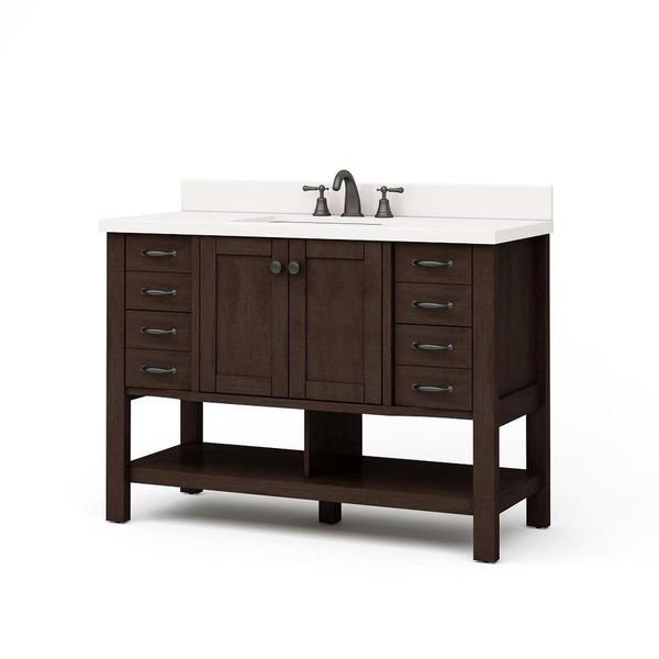New Allen Roth Kingscote 48 In Espresso Single Sink Bathroom Vanity With White Engineered Stone Top For Lakeside Ca Offerup