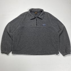 Vintage Eddie Bauer Quarter Zip Pullover Fleece Gray Sweater L