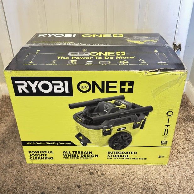 RYOBI ONE+ 18V Cordless 6-Gallon Wet/Dry Shop Vacuum – Brand New (Tool Only)