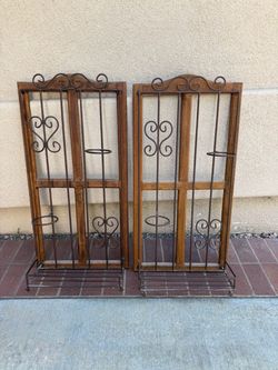 Wood and Wrought Iron Rack Set of 2