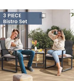 3-Piece Wicker Patio Bistro Set