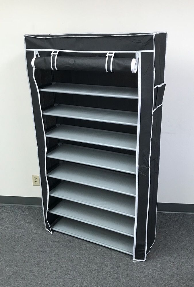 New $25 each 10-Tiers 45 Shoe Rack Closet with Fabric Cover Storage Organizer Cabinet 36x12x62”