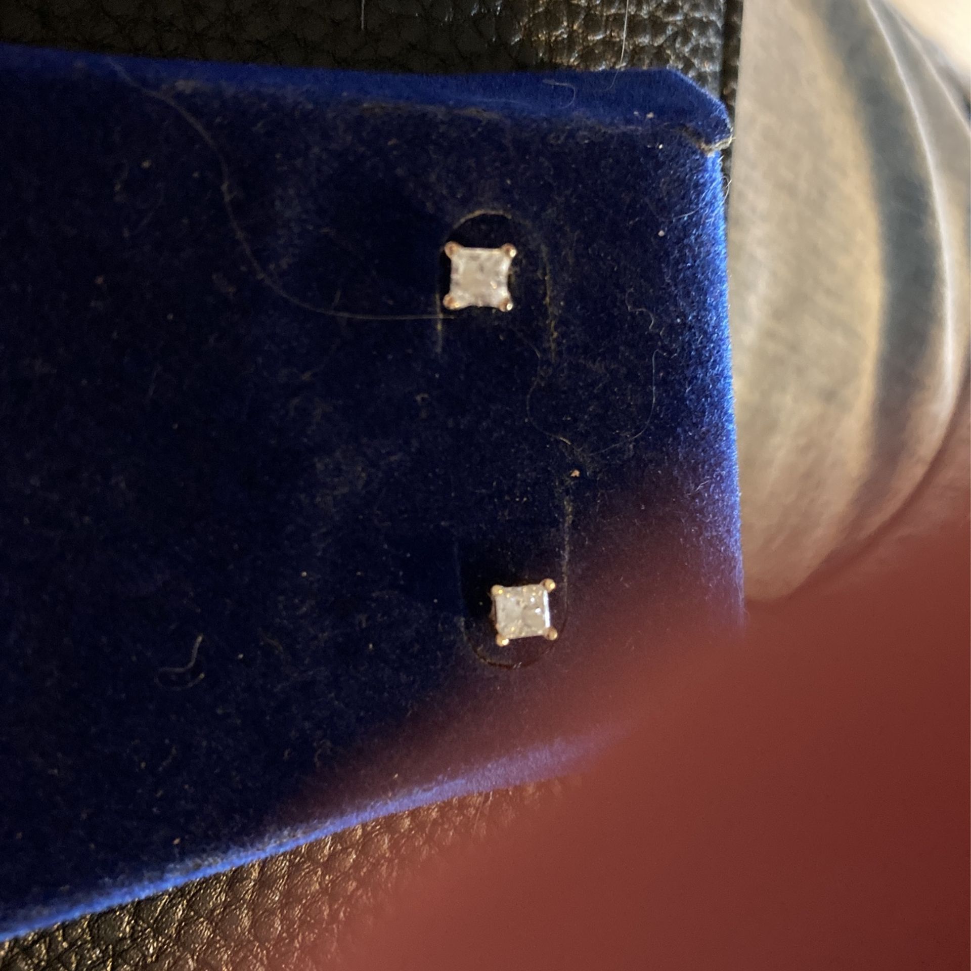 14k Gold Princess Cut Earrings