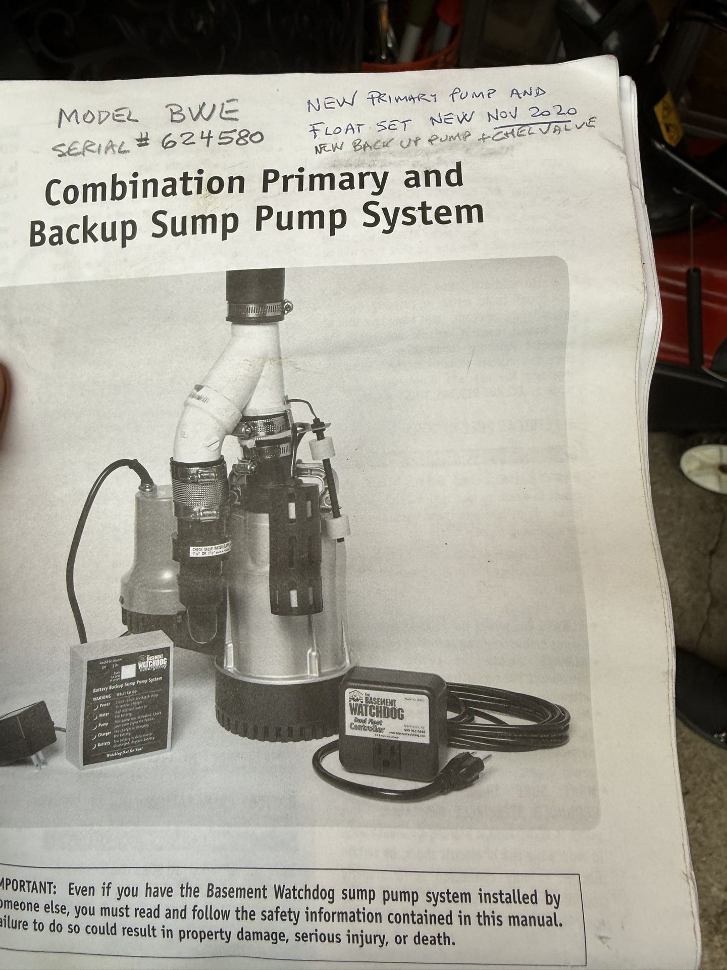 Sump Pump. Combination Primary and Backup Pumps. Basement Watchdog.
