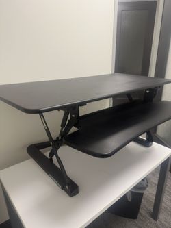 FlexiSpot Height-Adjustable Standing Desk Riser With Removable Keyboard Tray, 19-3/4"H x 47"W x 23"D, Black