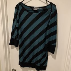 Soundgirl black & Teal Stripe Tunic Size M