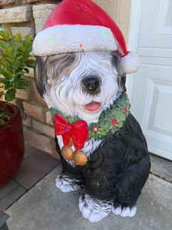 Large Christmas Dog Statue with Lights