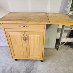 Rolling Unfinished Microwave Stand Kitchen Cart