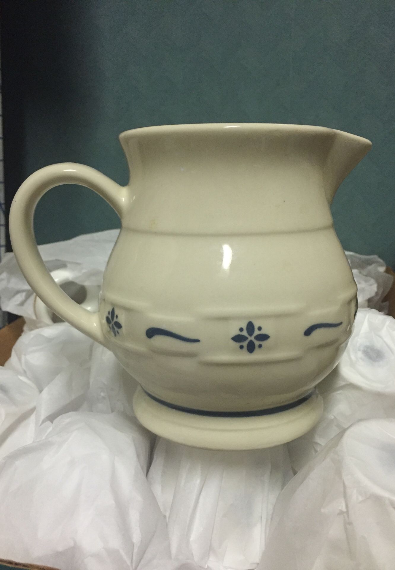 Longaberger Roseville pottery Small pitcher and crock 1991